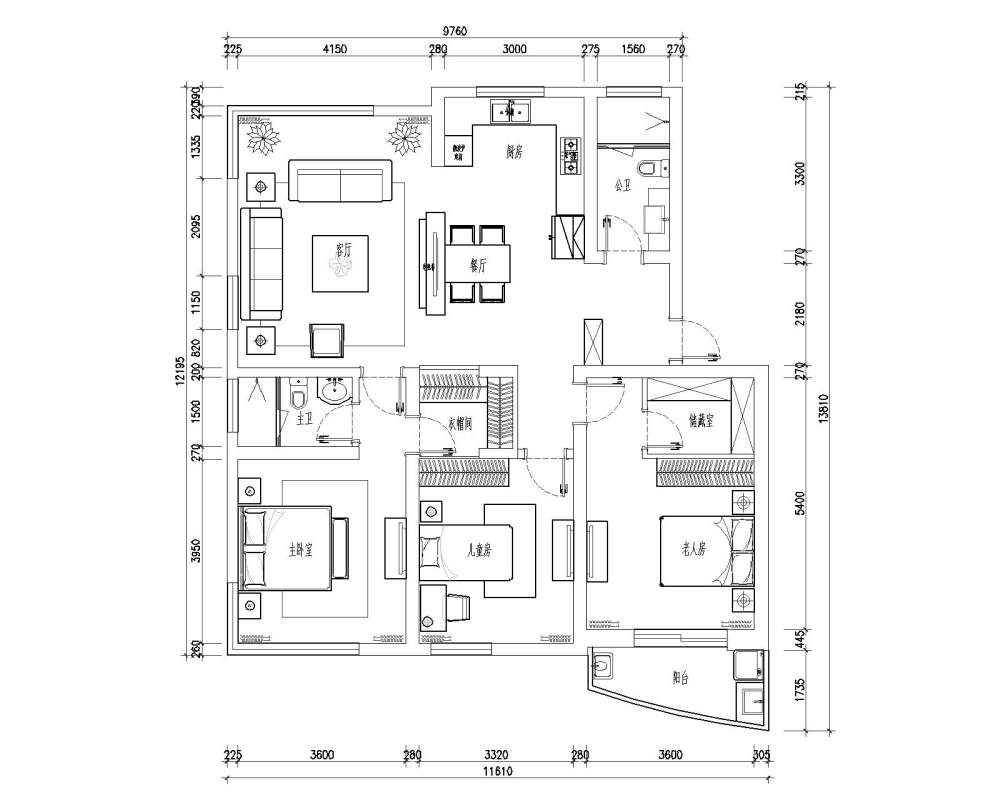 三房两卫居家户型求拍砖，欢迎大家百忙中提点意见_3545-Model.jpg