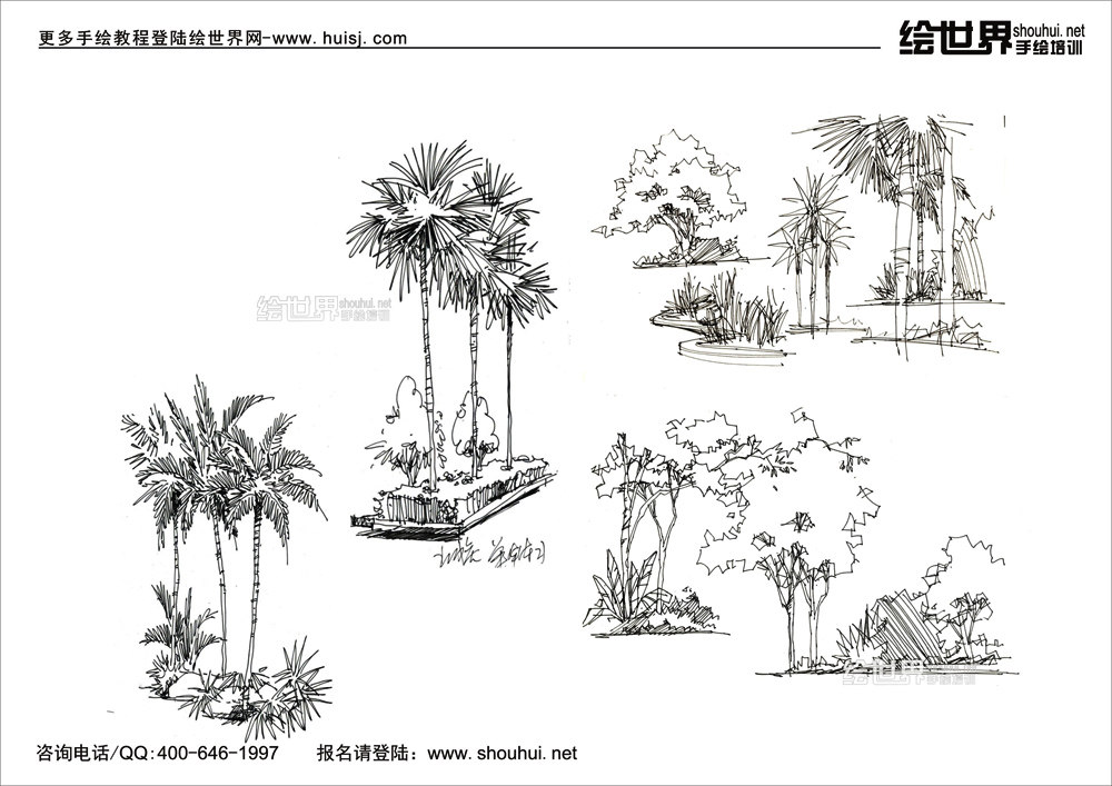 高清--绘世界手绘园林景观手绘线稿---你值得拥有！_园林景观单体手绘