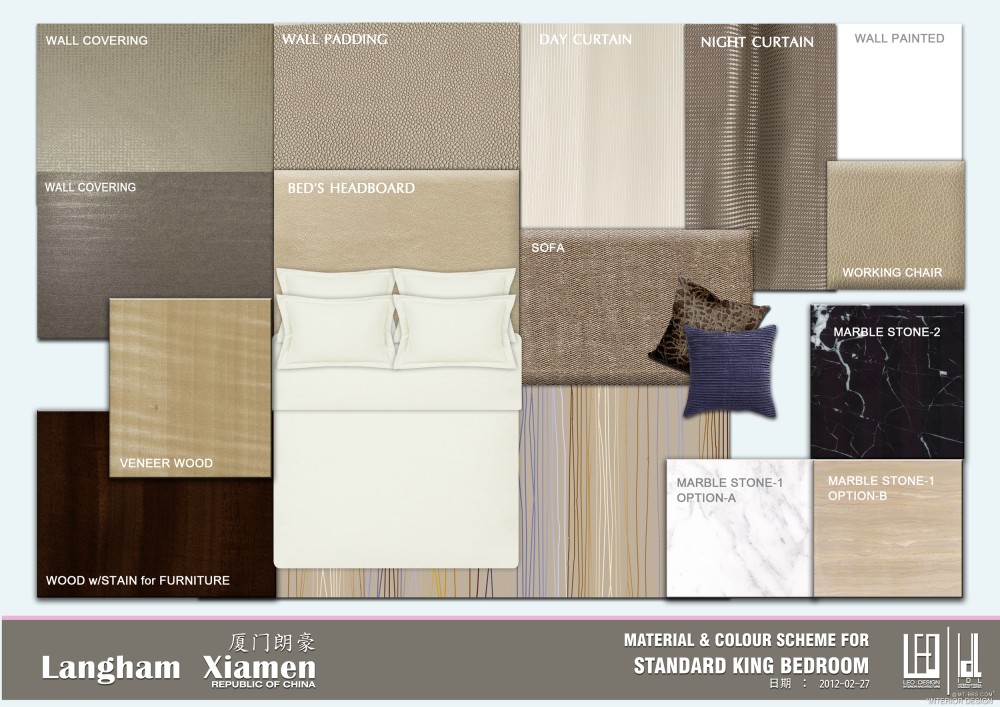 LEO--厦门朗豪酒店样板间方案概念2012_6. Material & Colour Scheme For Standard King Bed Room.jpg