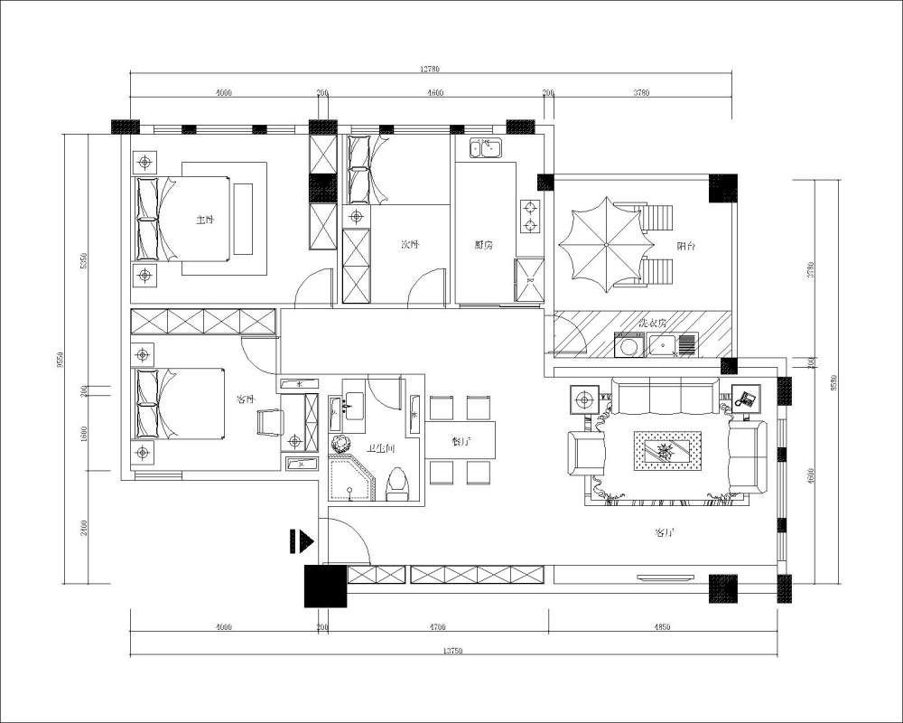 两小户型合拼求方案_方案二-Model.jpg