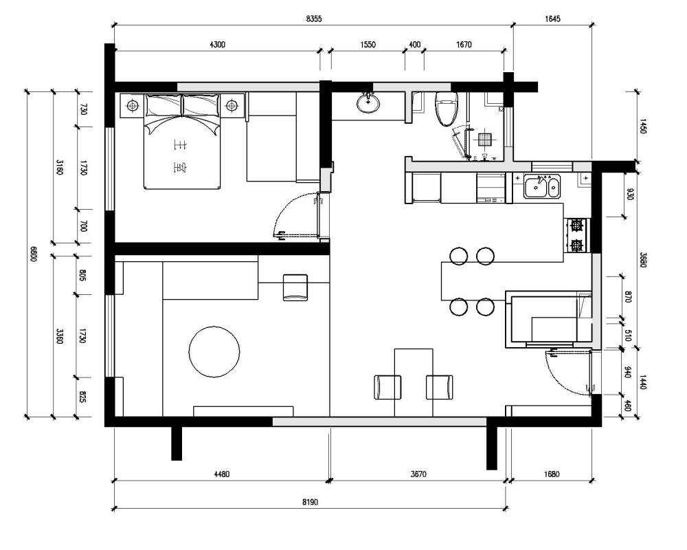 【1000DB悬赏最佳户型方案--65平】 （可追加到1W DB)_平面图 65㎡ 1：50-Model.jpg