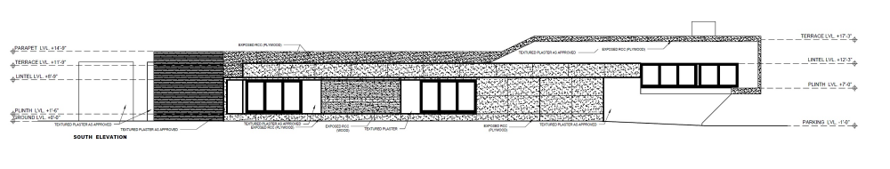 印度艾哈迈达巴德--Gorgeous Single Floor House With Concrete Finishes_Elevation-B.png