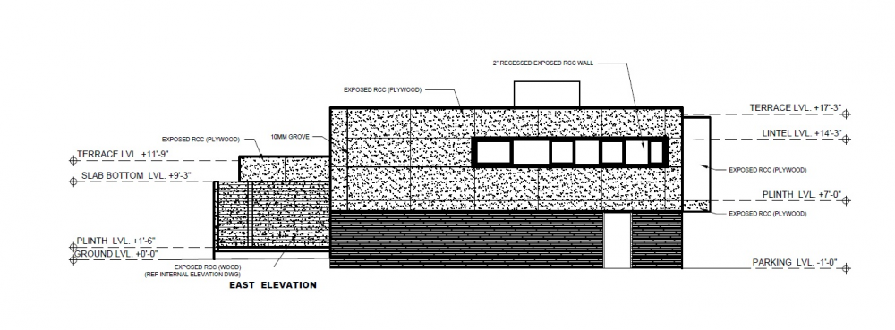 印度艾哈迈达巴德--Gorgeous Single Floor House With Concrete Finishes_Elevation-C.png