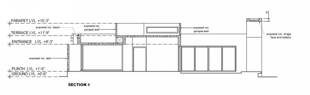 印度艾哈迈达巴德--Gorgeous Single Floor House With Concrete Finishes_Section-D.png