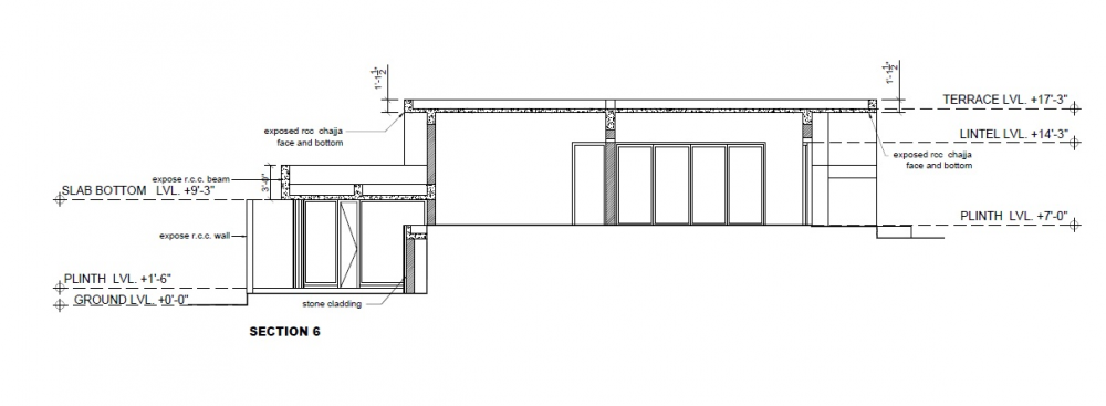 印度艾哈迈达巴德--Gorgeous Single Floor House With Concrete Finishes_Section-F.png