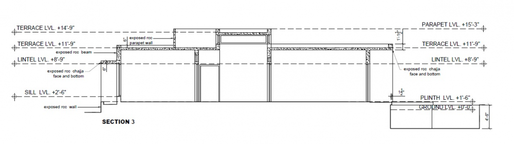 印度艾哈迈达巴德--Gorgeous Single Floor House With Concrete Finishes_Section-G.png