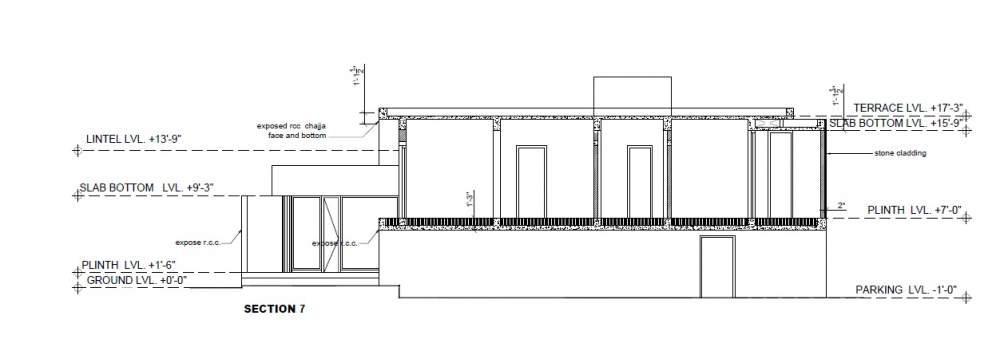 印度艾哈迈达巴德--Gorgeous Single Floor House With Concrete Finishes_Section-I.png