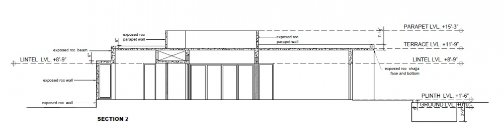 印度艾哈迈达巴德--Gorgeous Single Floor House With Concrete Finishes_Section-K.png