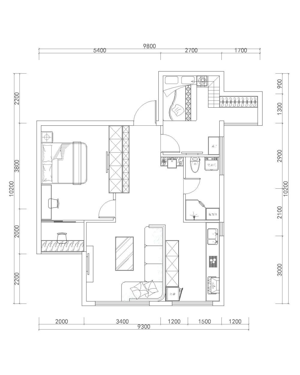 小户型  九种平面布置   求大神指点不足_Drawing1-Model.jpg