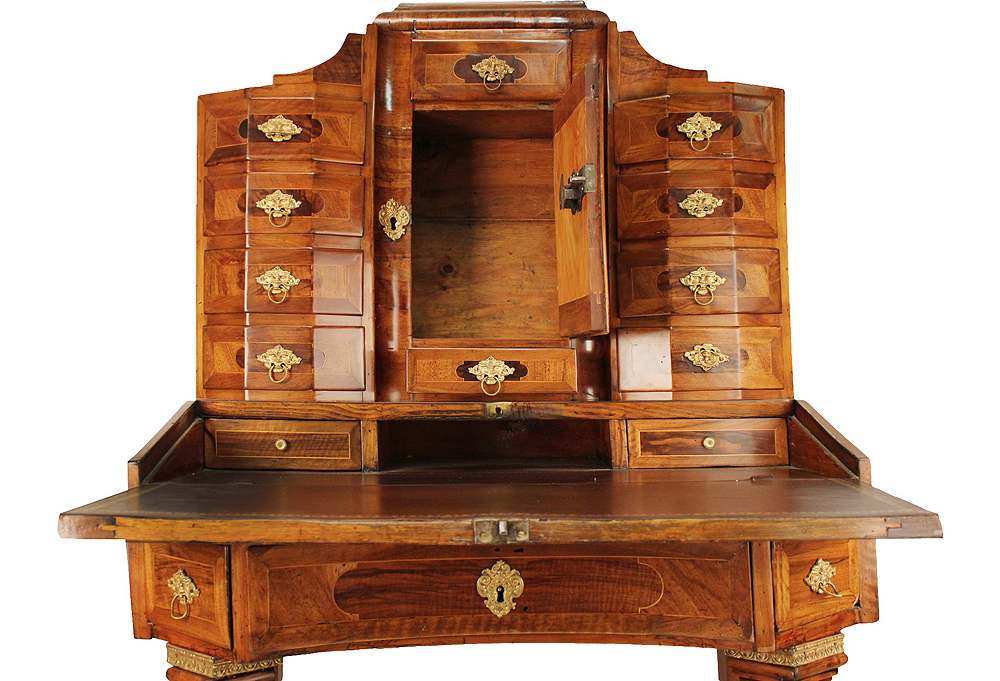 一些欧洲家具&配饰&地毯&灯具高清大图_18th-C. German Burled Walnut Secretary----27 L x 36 W x 59 H----walnut&brass&lea.jpg