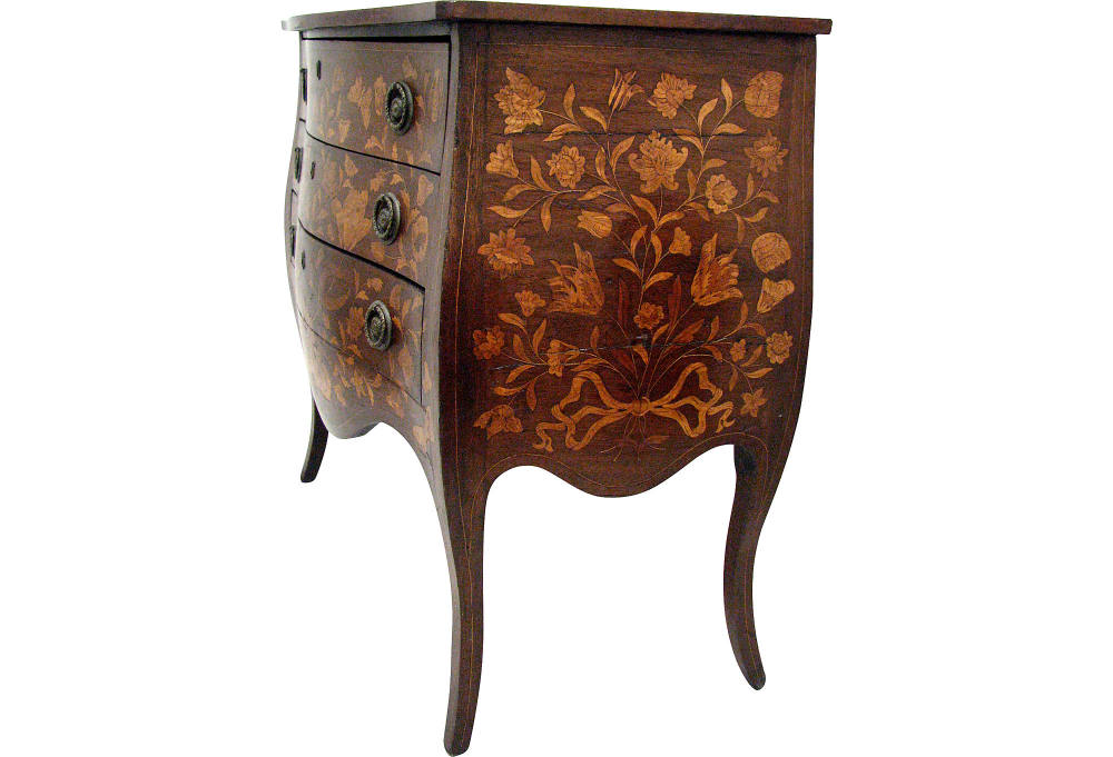 一些欧洲家具&配饰&地毯&灯具高清大图_19th-C. Dutch Marquetry Commode----- 32 L x 18 W x 31 H----mahogany&satinwood (1).jpg