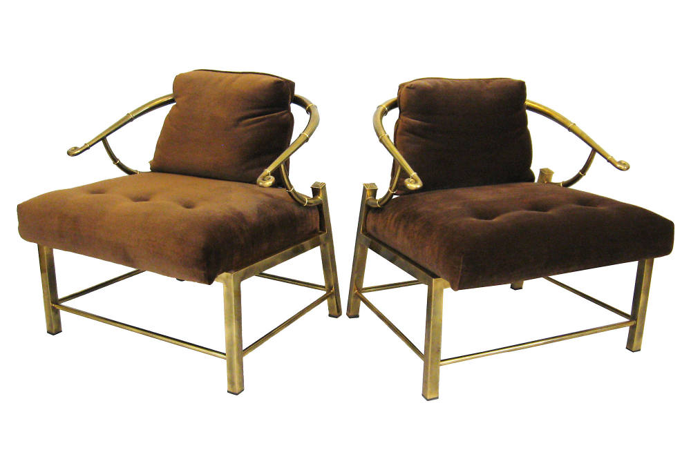 一些欧洲家具&配饰&地毯&灯具高清大图_Brass Mastercraft Chairs, Pair---28 L x 26 W x 28.5 H---brass&cotton velvet (1).jpg