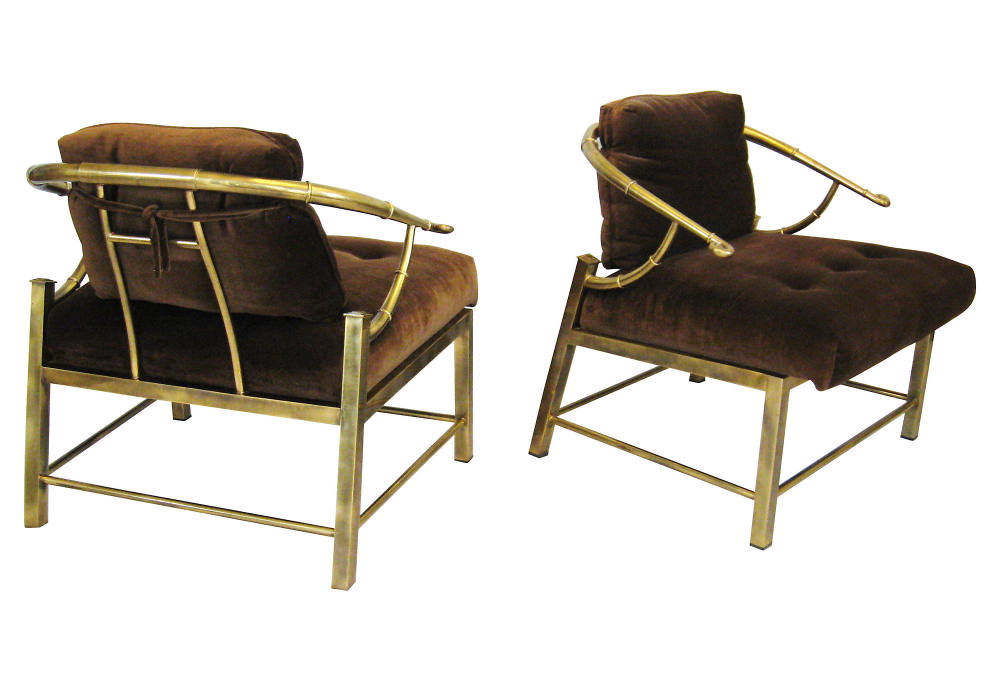 一些欧洲家具&配饰&地毯&灯具高清大图_Brass Mastercraft Chairs, Pair---28 L x 26 W x 28.5 H---brass&cotton velvet.jpg