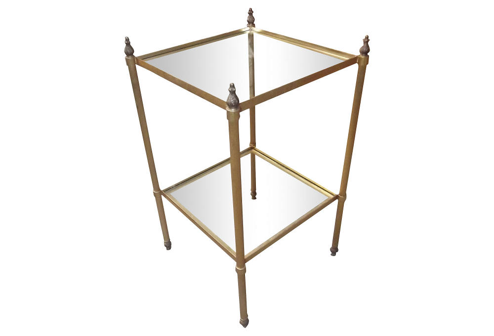 一些欧洲家具&配饰&地毯&灯具高清大图_French Brass End Tables, Pair----13.5 L x 13.5 W x 23 H----brass&glass (2).jpg