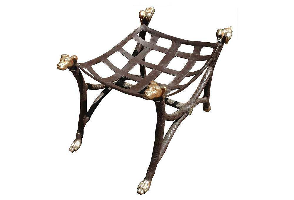 一些欧洲家具&配饰&地毯&灯具高清大图_Iron Dog\\\\\\'s-Heads Bench------- 24 L x 17 W x 18 H----iron&brass (1).jpg