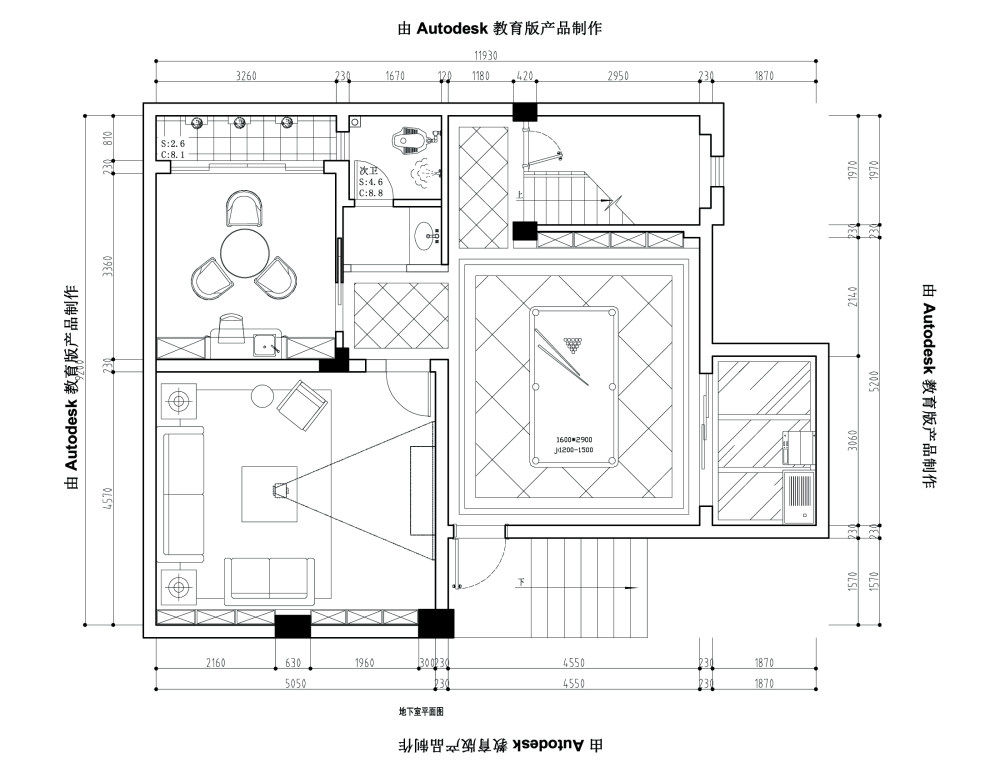 一个别墅，方案不是很满意，求大师们的意见_地下室平面图l.jpg