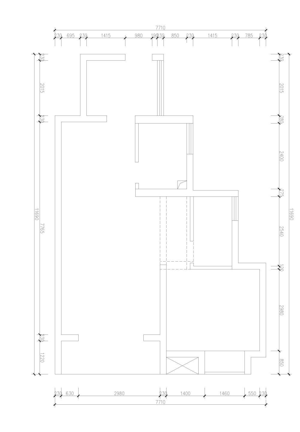 求助小复式设计方案_1原始平面.jpg