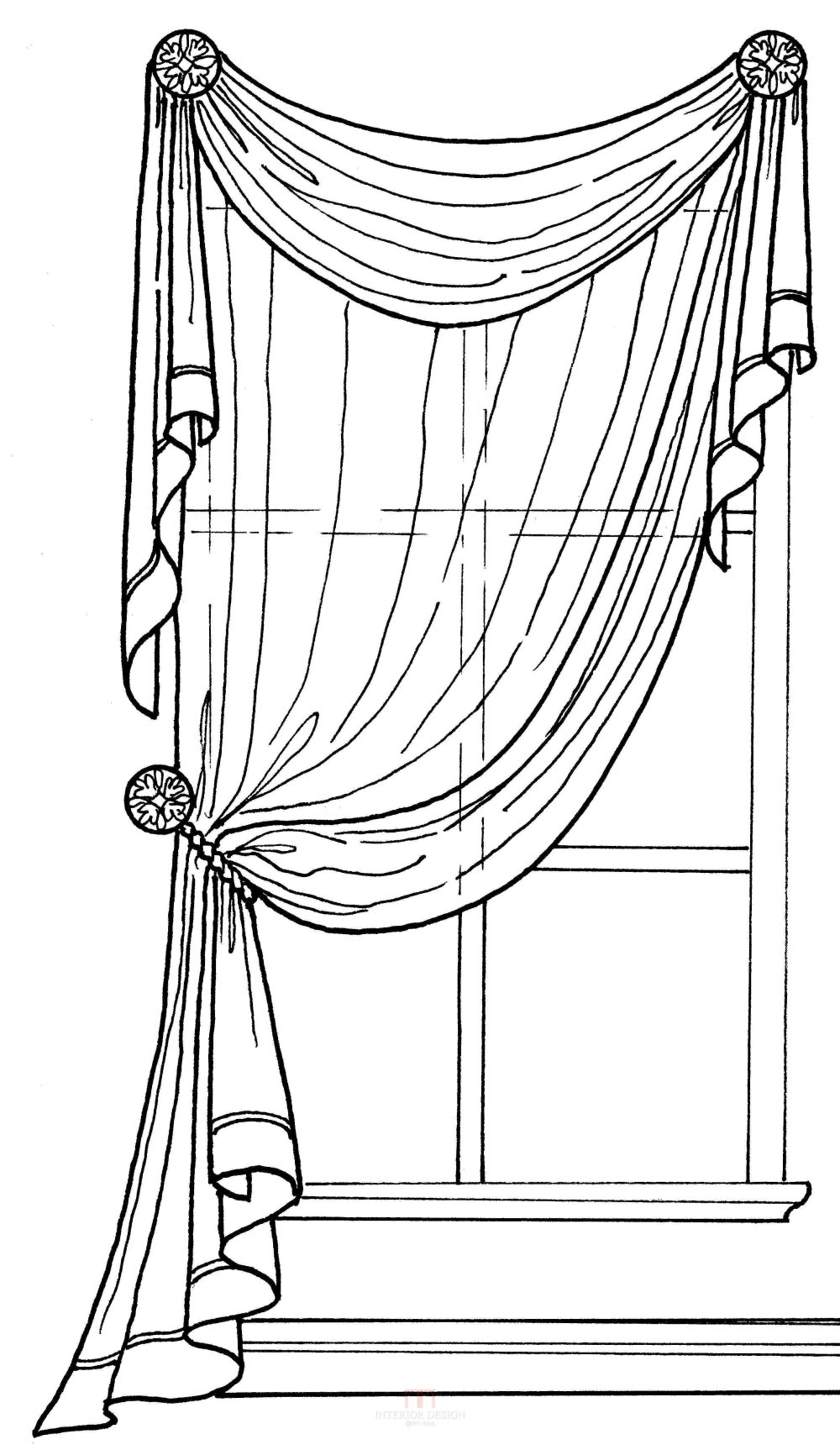 窗帘线稿图片