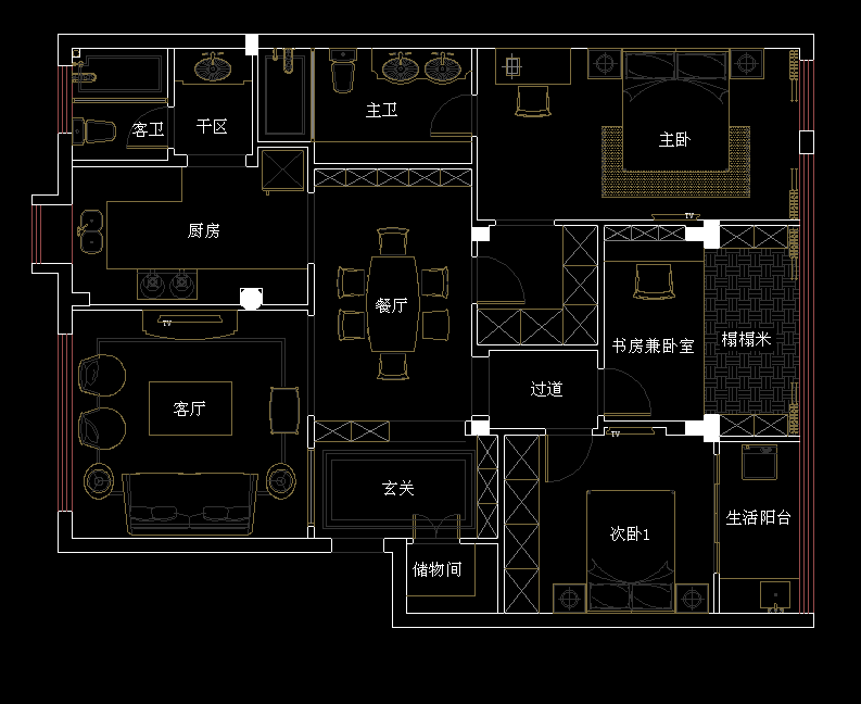 妹纸求助，120m²的房子，现在做出来的方案，大侠请指点..._QQ截图20130810172924.png