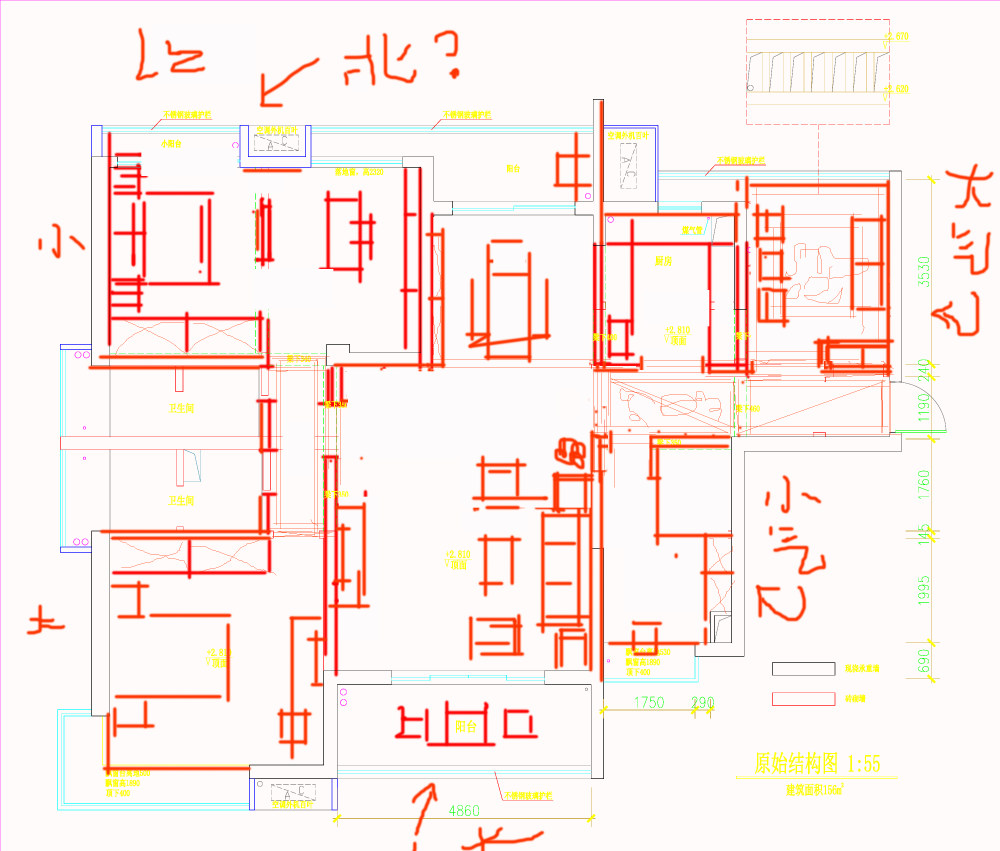 某高层住宅2套并1套户型（跪求有突破的想法！)_@MT-BBS_原始结构平面图2-Model.jpg