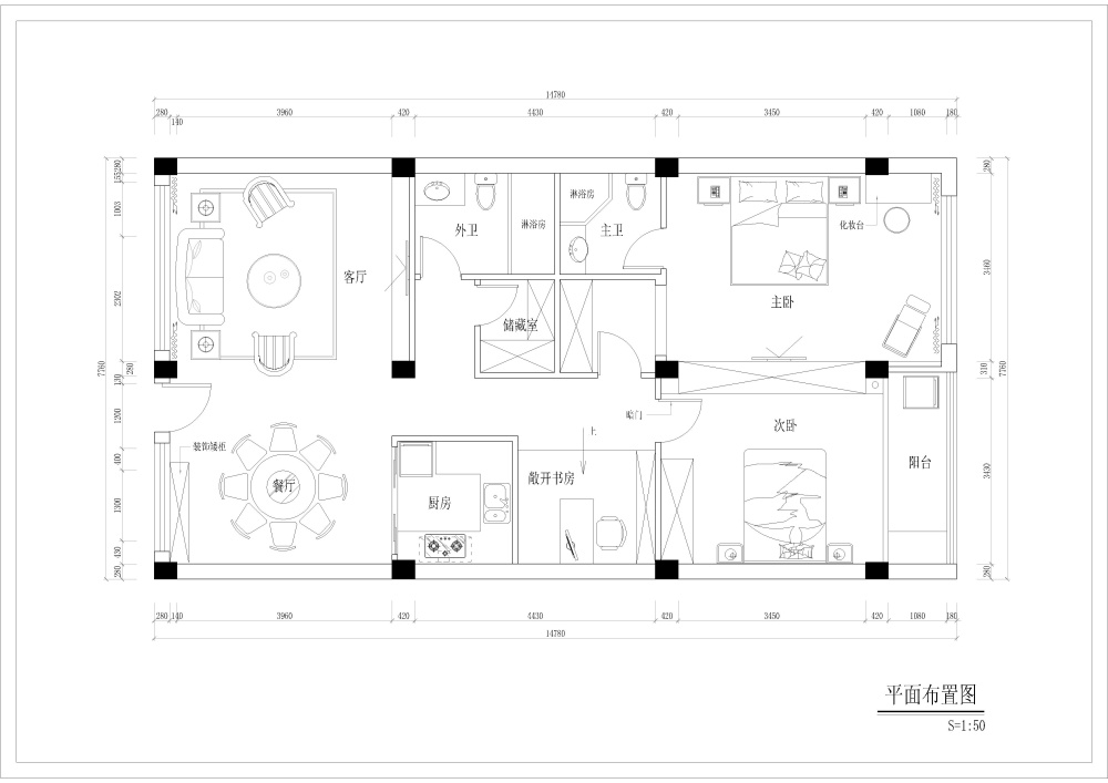 7米乘14米方正的户型,求P_Drawing1-Model.jpg 7米乘14米方正的户型,求P_Drawing1-Model.jpg