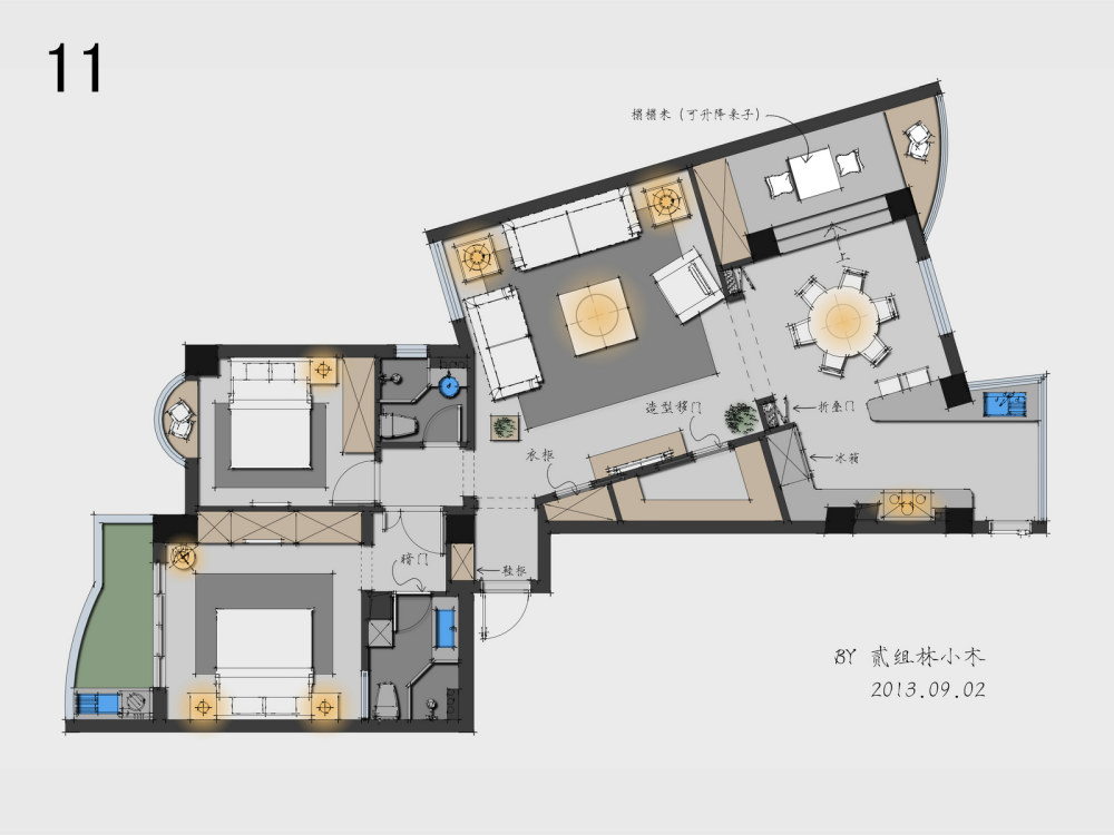 【第一期-住宅平面优化】一个奇异户型13个方案,求投票+点评_11.jpg