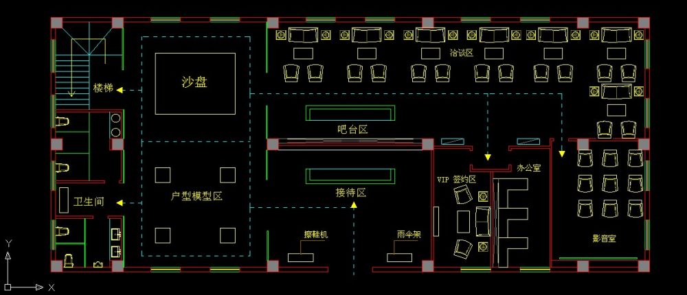 一个售楼部的平面各位给点意见。_搞了一下平面，看看撒