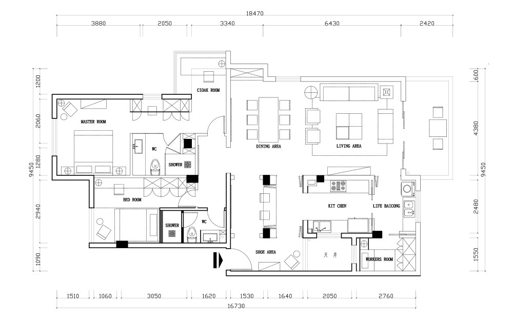 【第二期-住宅平面优化】同一户型19个方案,求投票+点评_3-Model.jpg