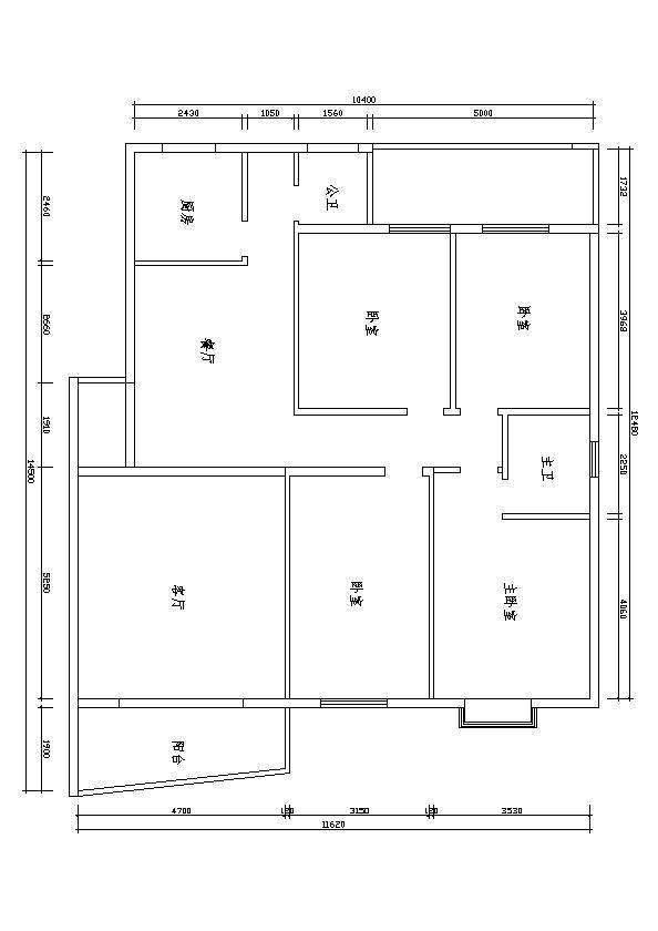 一个4房2厅平面方案探讨_原平面