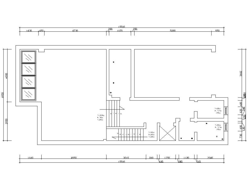 一套四层别墅的欧式方案_负一层原始结构图.jpg