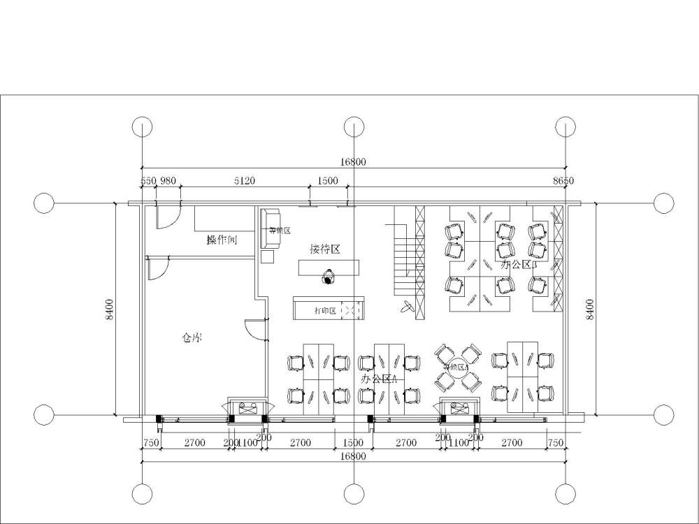 140㎡LOFT办公户型_一层