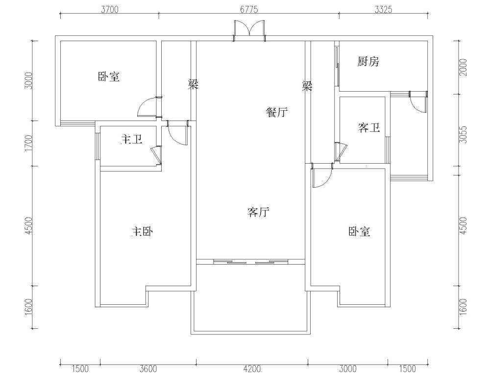 100平米房子 ，求平面布置图（悬赏1000DB）_1-Model.jpg