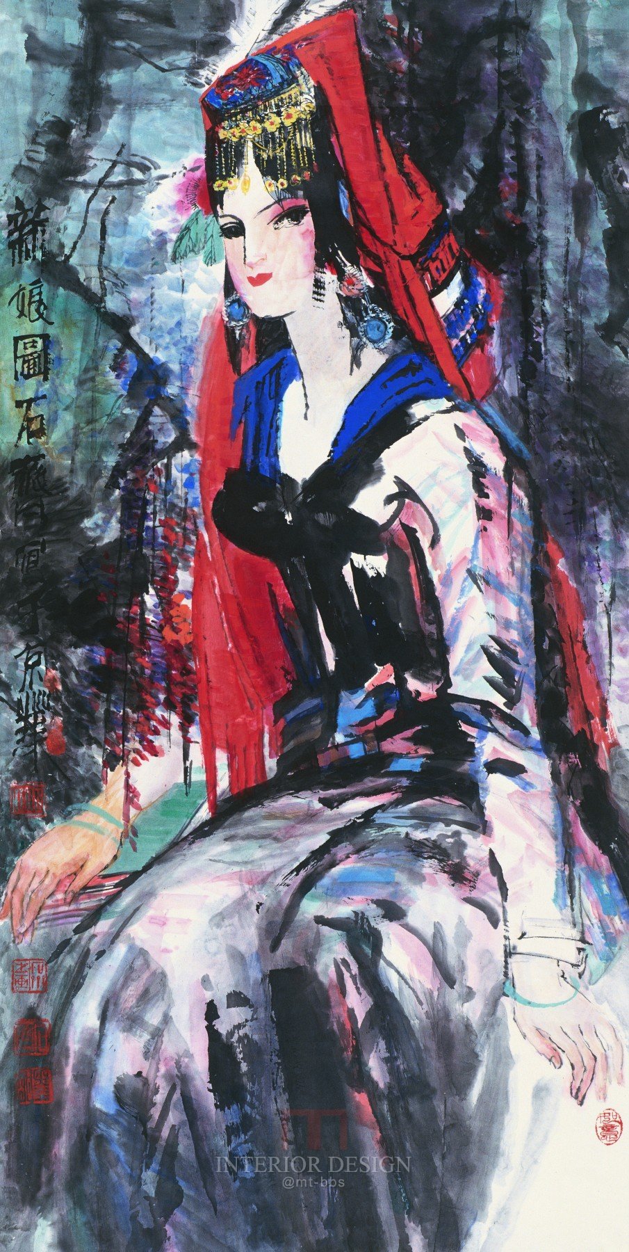 香港风尚收藏石齐大师部分作品_新娘图1980年作136X68cm.jpg
