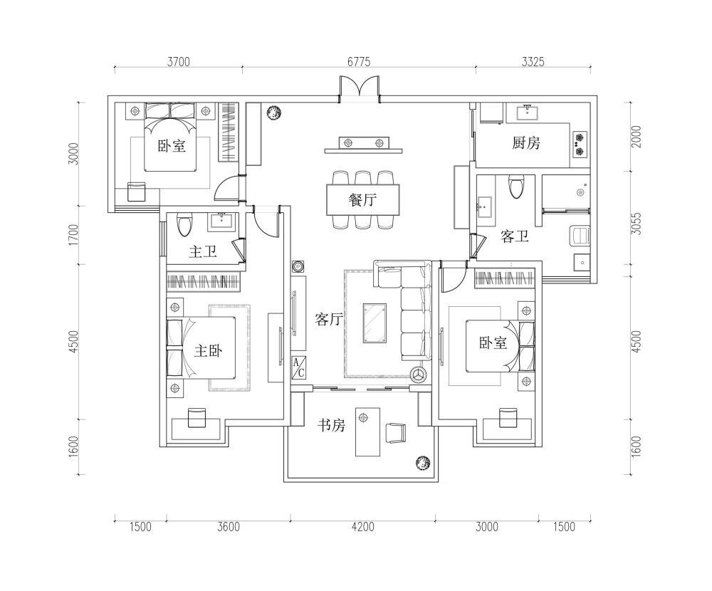 100平米房子 ，求平面布置图（悬赏1000DB）_@MT-BBS_1 Model (1).jpg