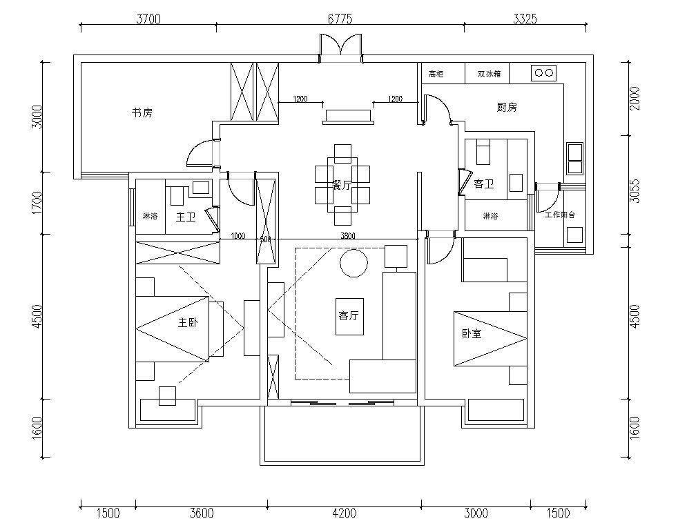100平米房子 ，求平面布置图（悬赏1000DB）_2平面.jpg