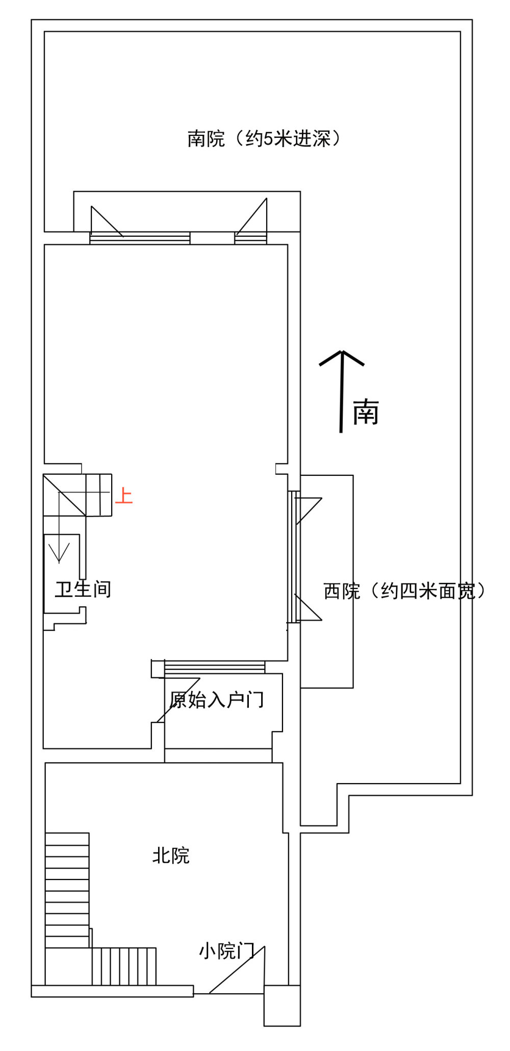 万科联排小别墅，狭长平面，诡异的流线，怎么改造？_1楼总平面示意图.jpg