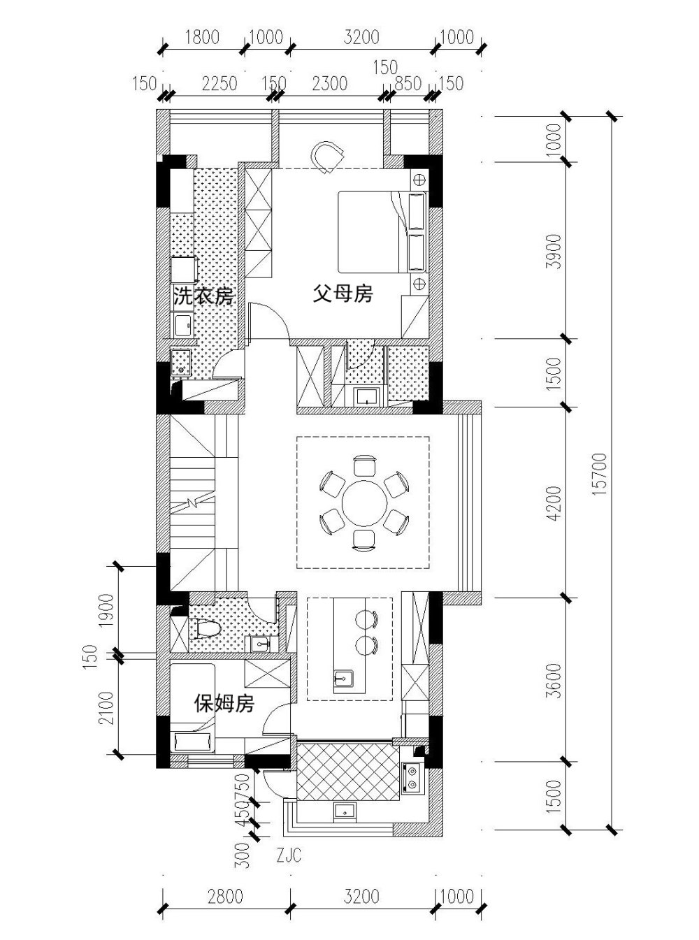 万科联排小别墅，狭长平面，诡异的流线，怎么改造？_方案2-二楼.jpg