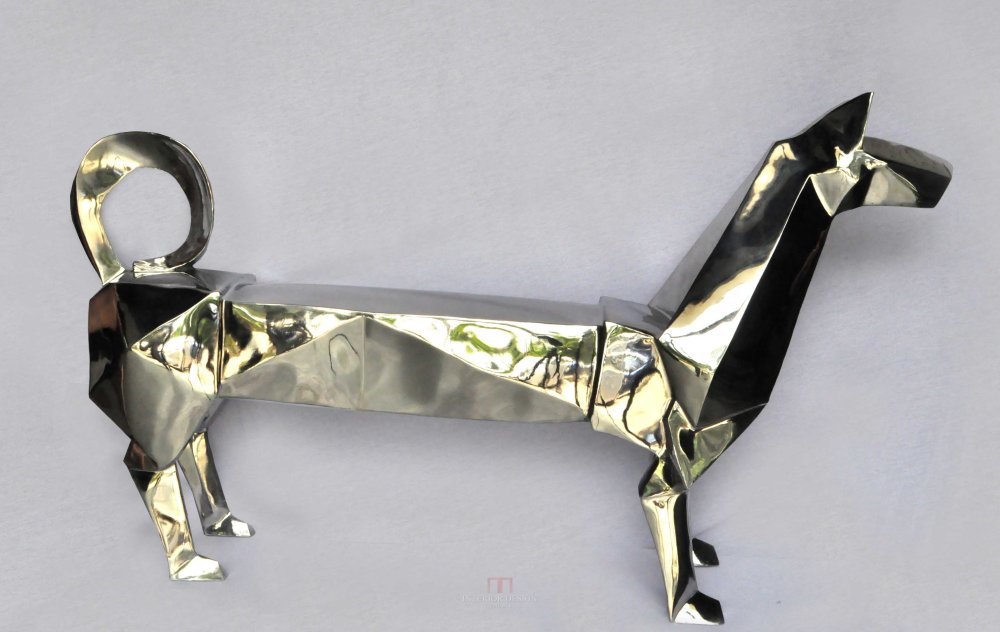 金属雕塑饰品，蚂蚁饰品_ST100925 折纸系列之狗坐凳 120×25×H68.jpg
