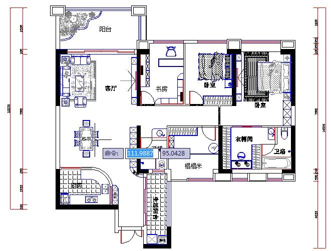 150m²的平面设计方案，大神们帮忙涂改批评！_2.jpg