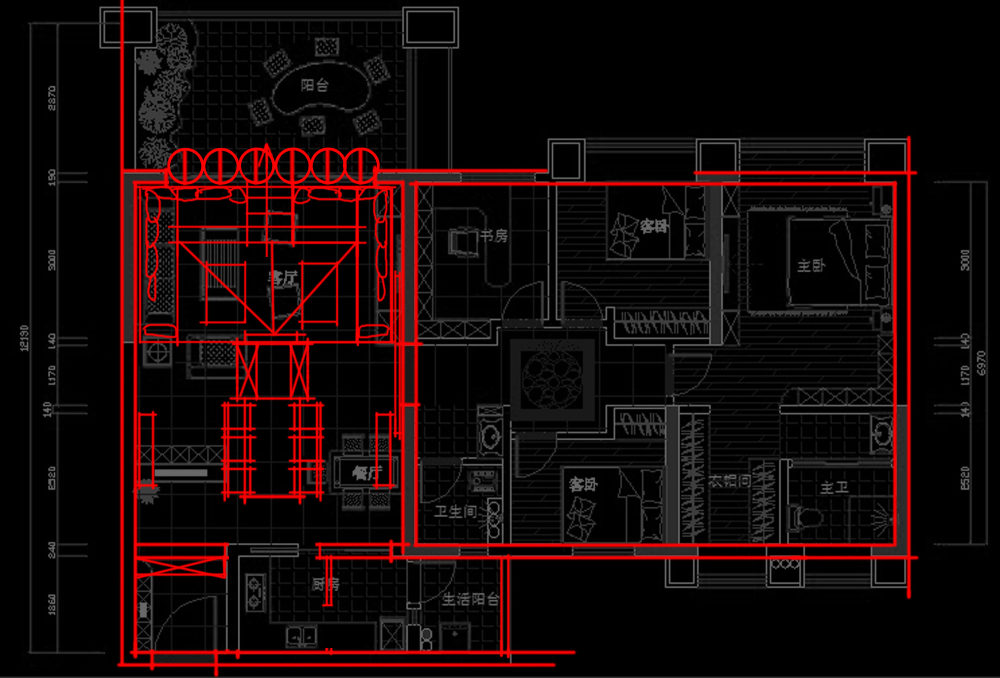 140m²平面方案，大家随便看看_998877设计。哈哈