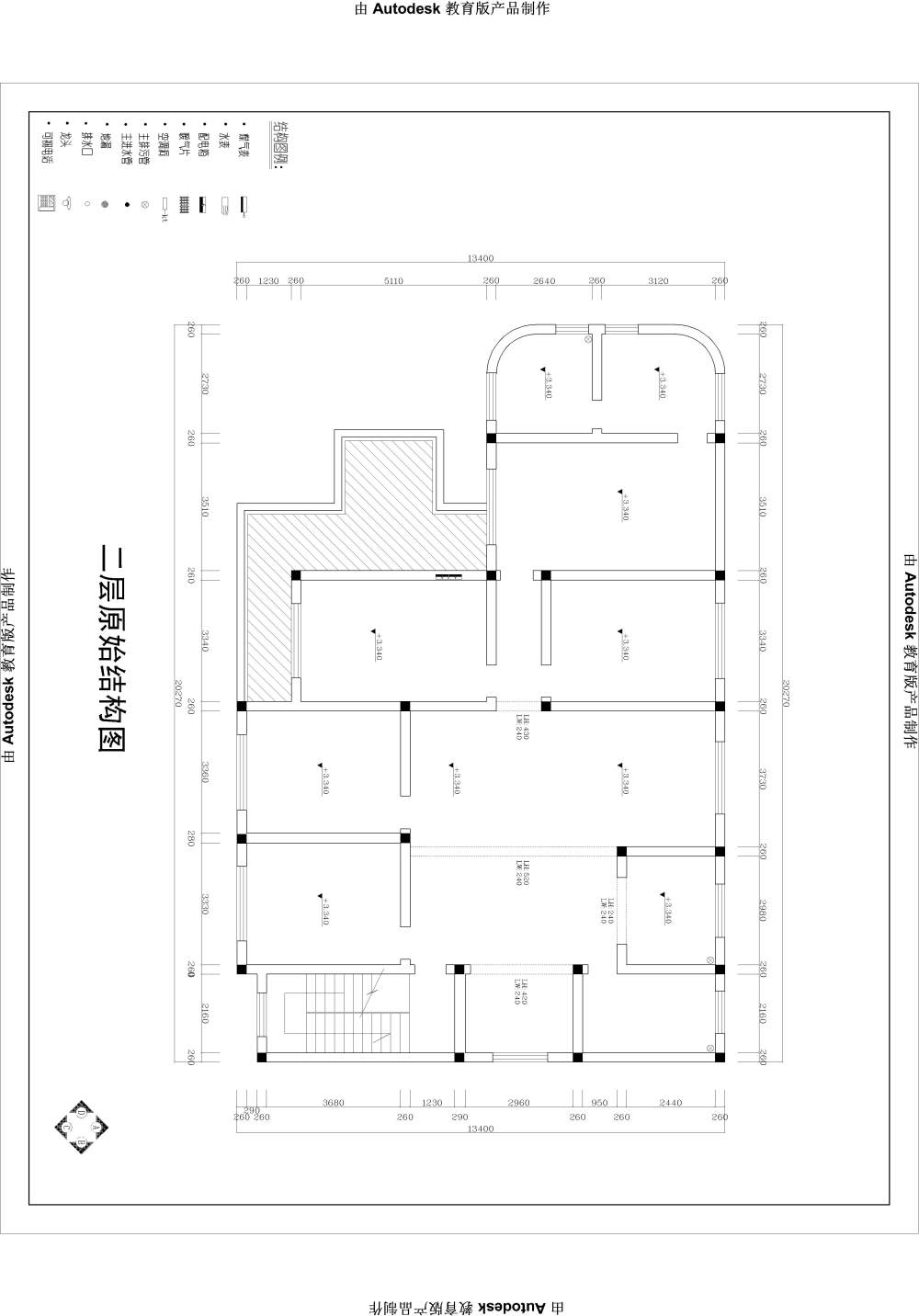 一栋自建别墅/求大神帮忙想一下平面方案_三层原始结构图