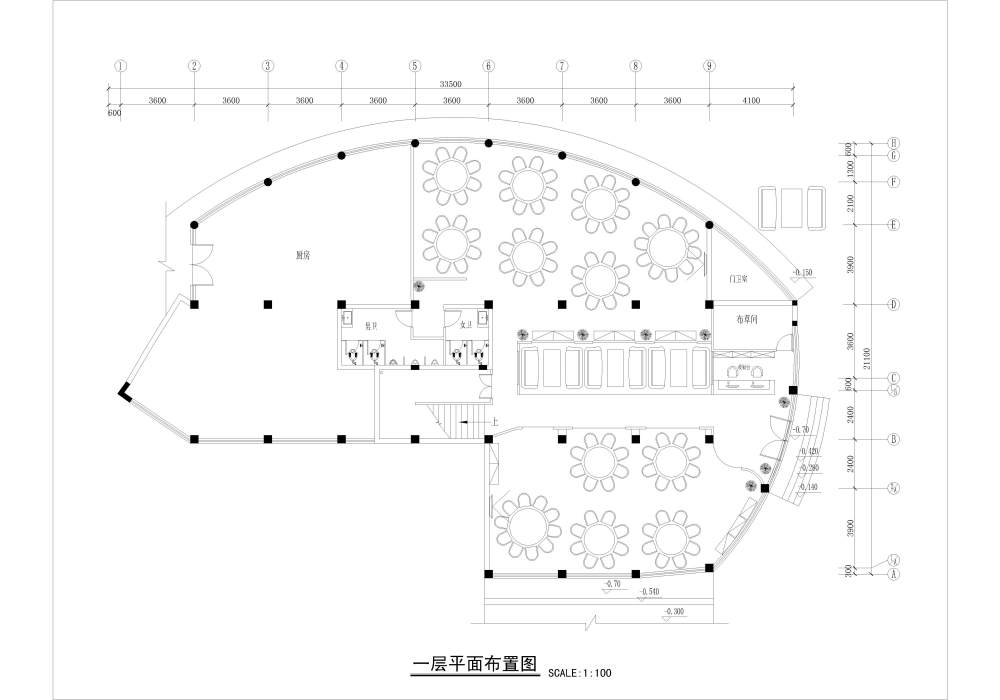 第一次发帖，餐厅平面布局，求大虾指点！！！_一层平面布置图Model.jpg