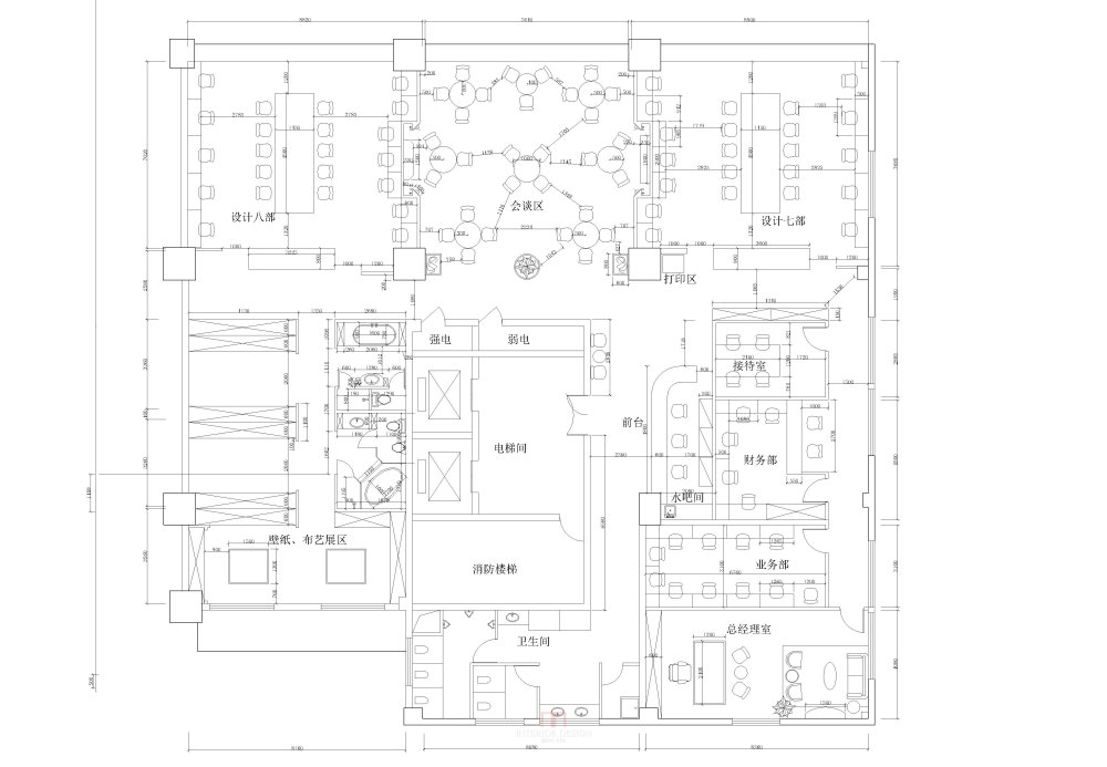 500㎡办公空间施工现场（按工序更新）_简易平面图