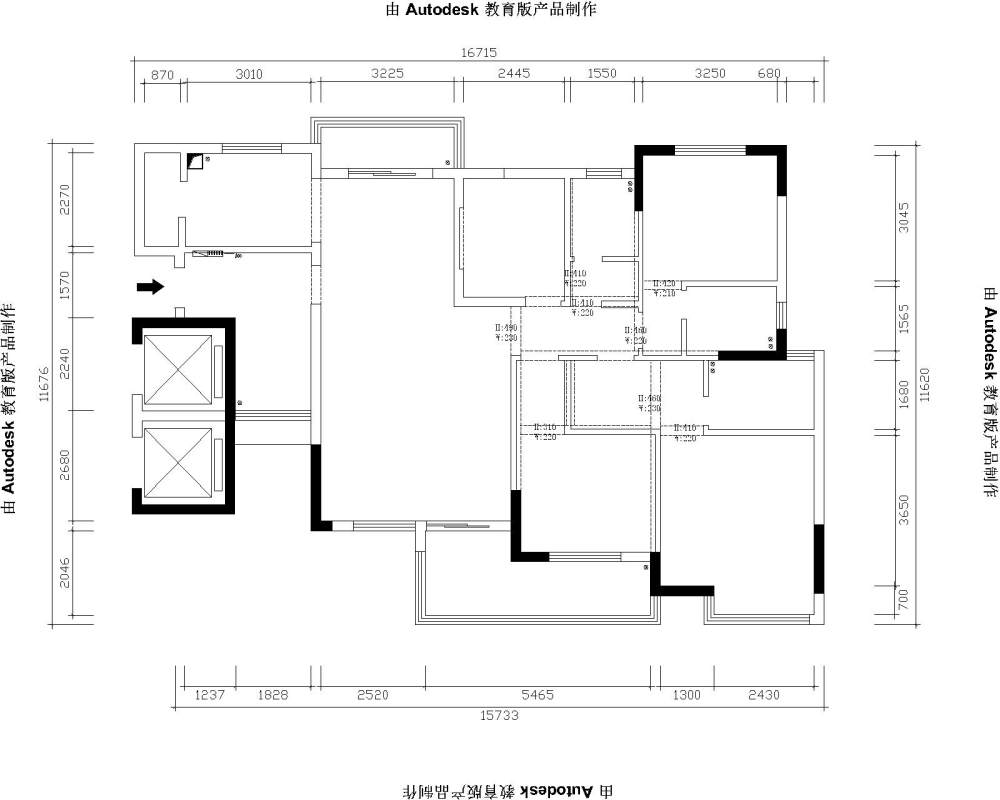 一个160平方的房子，做了三个方案，求突破。_原始平面.jpg