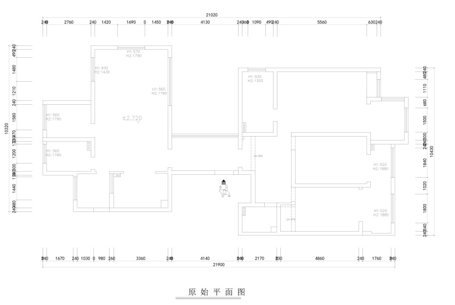 180方户型，求各位大师指点和修改，_原始结构.jpg