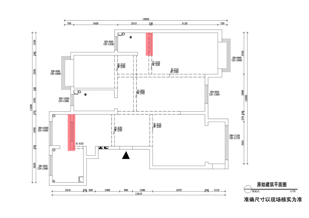 新婚小夫妻145平方案求解_红色为可拆除墙体