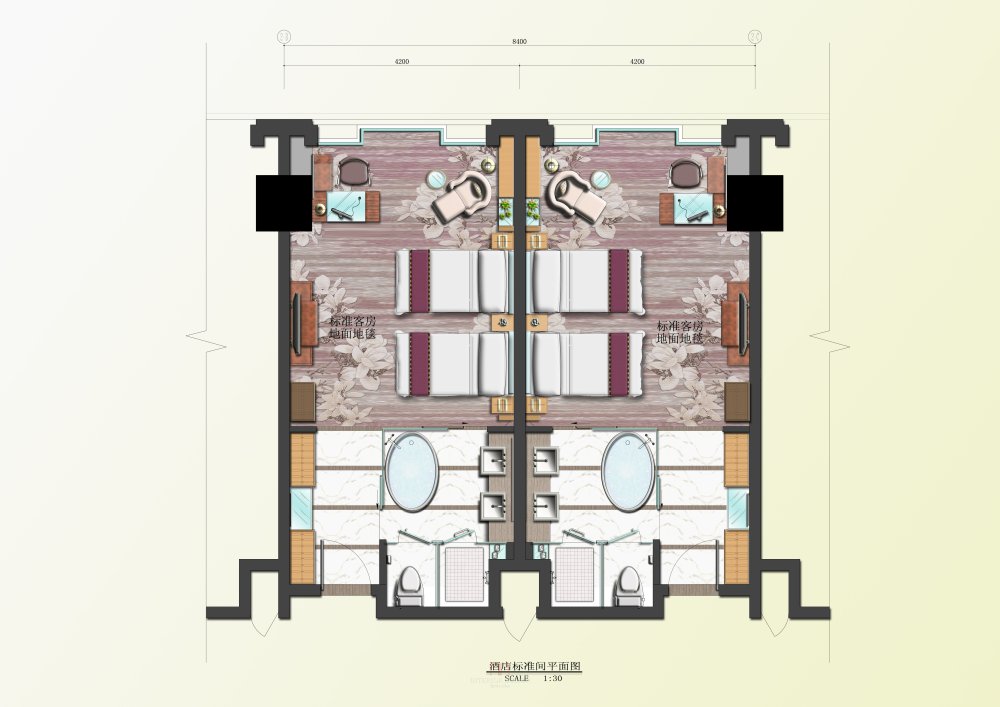 彩色平面分享_标准间平面布置图.jpg