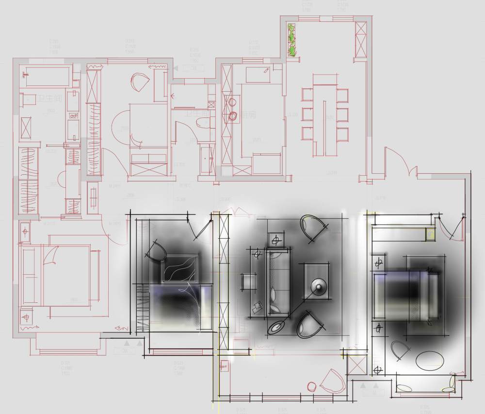 建筑师的家方案研讨_西安样板一层完成手稿2.jpg