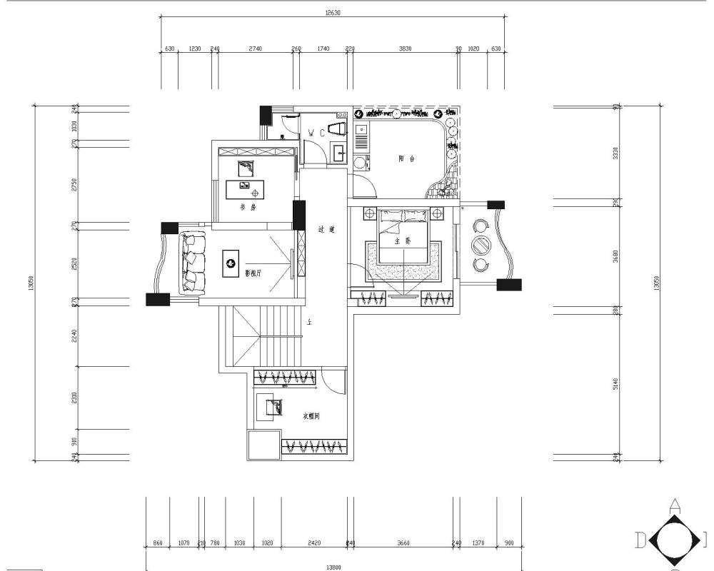 小复式，大家觉得那个方案用起来更加舒适？急求_复式二楼方案1.dxf-Model.jpg