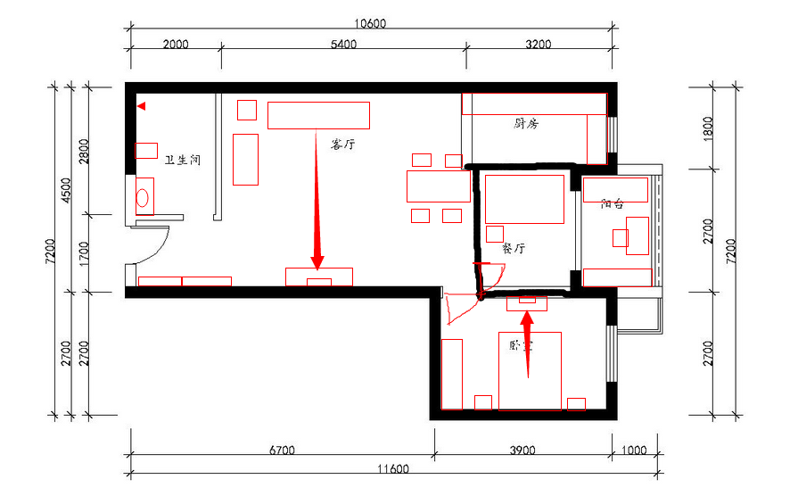 新手一枚，75平建筑面积，求平面布局_1122.png